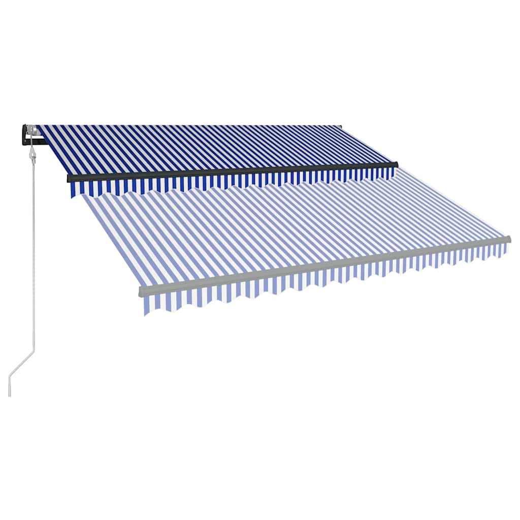 Kék és fehér szélérzékelős és LED-es napellenző 300 x 250 cm 4