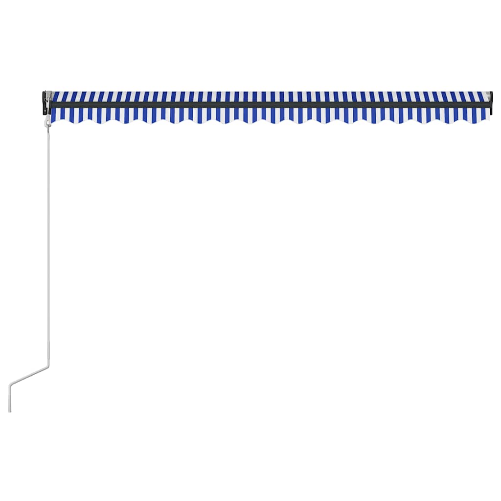 Kék és fehér szélérzékelős és LED-es napellenző 300 x 250 cm 5