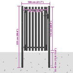 Antracitszürke acél kerítéskapu 1 x 2,25 m 4