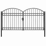 ASSEN kétszárnyú acél kerítéskapu íves tetejű 300 x 175 cm 2