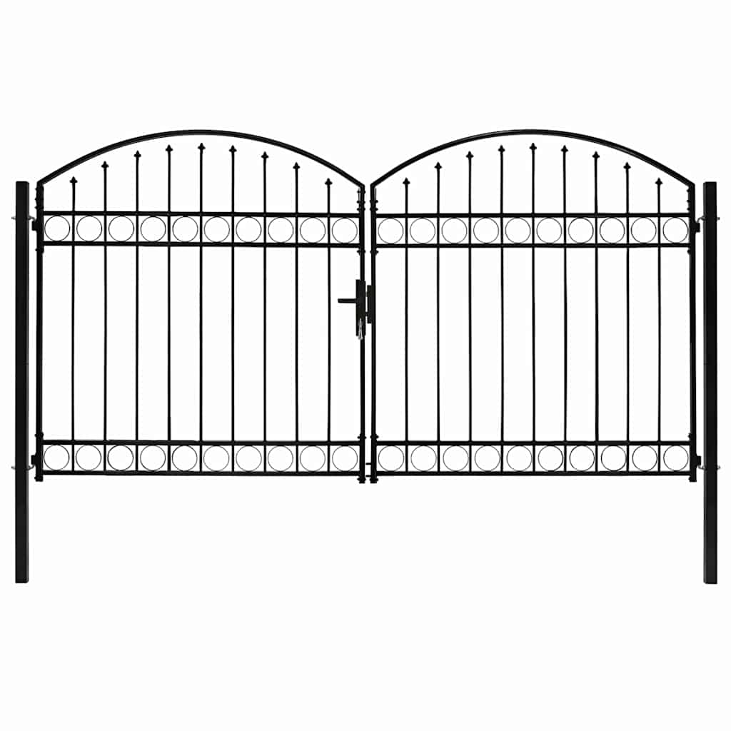 ASSEN kétszárnyú acél kerítéskapu íves tetejű 300 x 175 cm 2