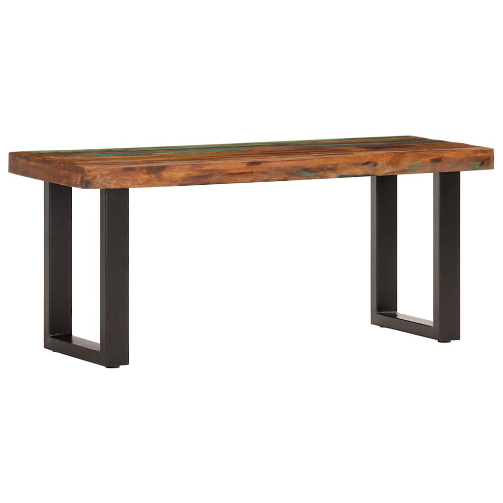 Tömör újrahasznosított fa és acél pad 110 cm 11