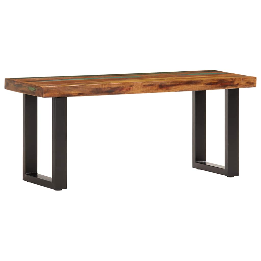 Tömör újrahasznosított fa és acél pad 110 cm 8