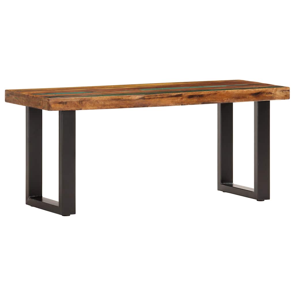 Tömör újrahasznosított fa és acél pad 110 cm 9
