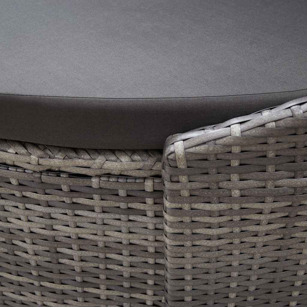 Szürke polyrattan kültéri napozóágy napellenzővel 7