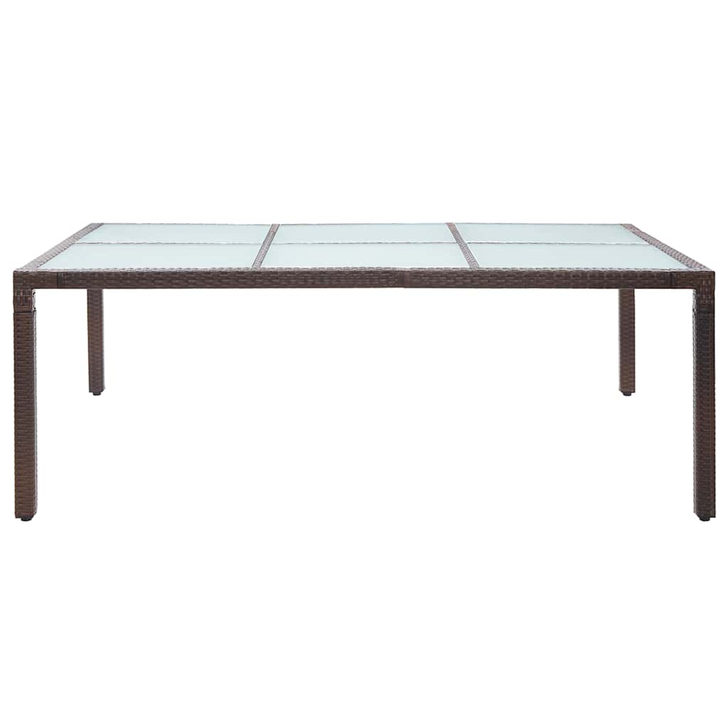 Barna polyrattan kültéri étkezőasztal 200 x 150 x 74 cm 2