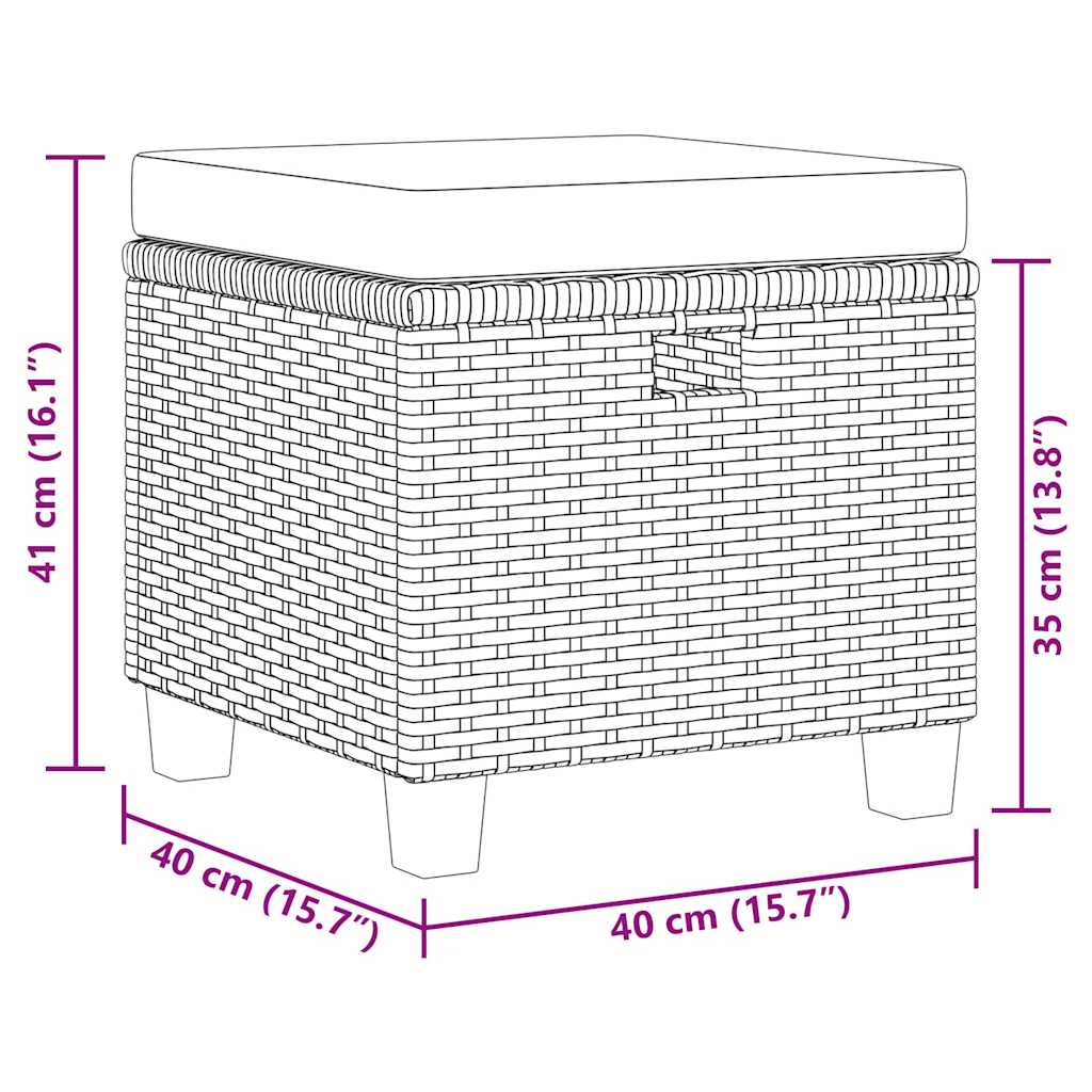 6 részes sötétszürke polyrattan kerti kanapészett párnákkal 20