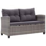 Kétszemélyes szürke polyrattan kerti kanapé párnákkal 124 cm 2
