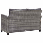 Kétszemélyes szürke polyrattan kerti kanapé párnákkal 124 cm 4