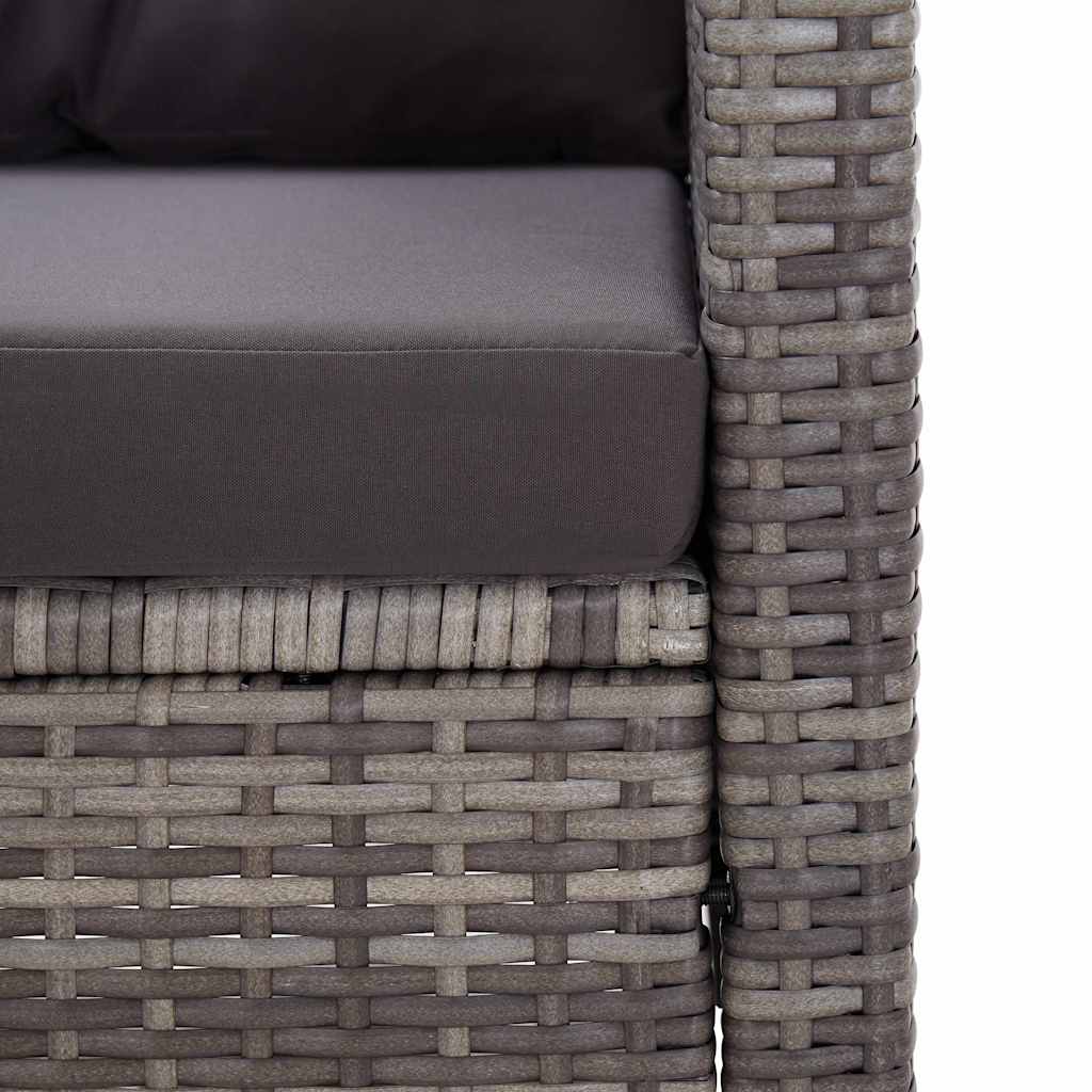 Kétszemélyes szürke polyrattan kerti kanapé párnákkal 124 cm 6