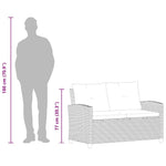 Kétszemélyes szürke polyrattan kerti kanapé párnákkal 124 cm 8