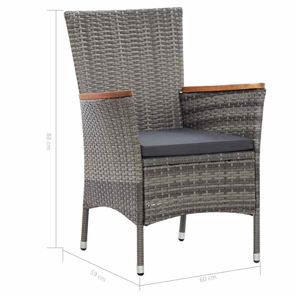 9 részes szürke polyrattan kerti étkezőszett párnákkal 11