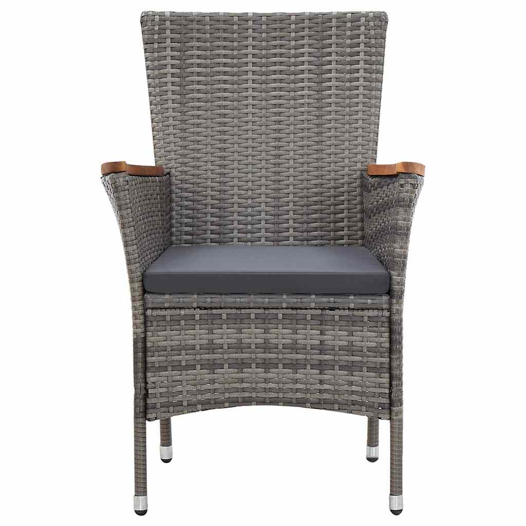 9 részes szürke polyrattan kerti étkezőszett párnákkal 5