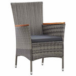 9 részes szürke polyrattan kerti étkezőszett párnákkal 6