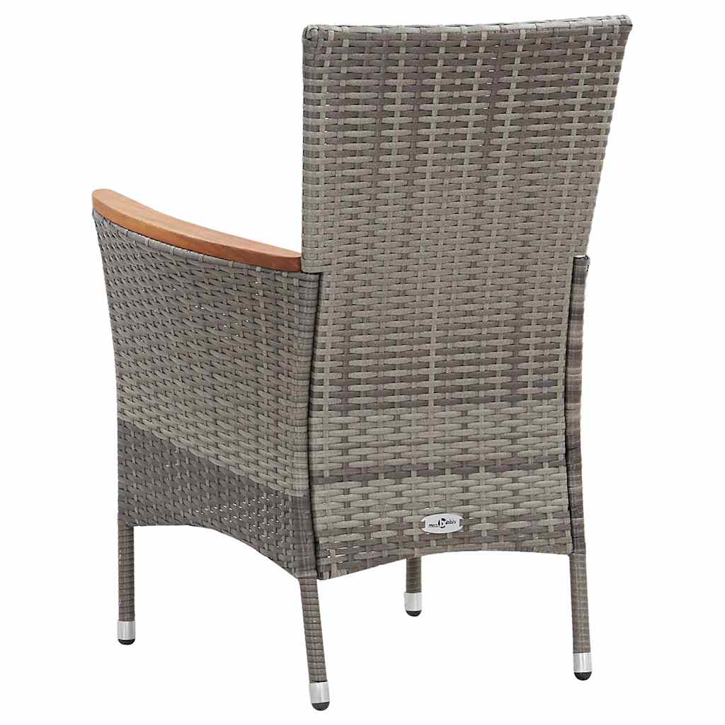 9 részes szürke polyrattan kerti étkezőszett párnákkal 8