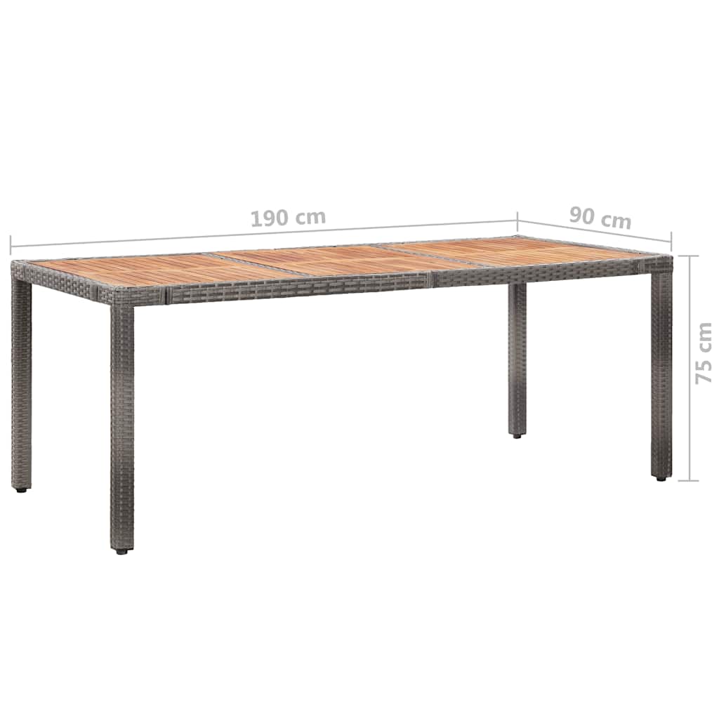 9 részes szürke polyrattan kerti étkezőszett párnákkal 10