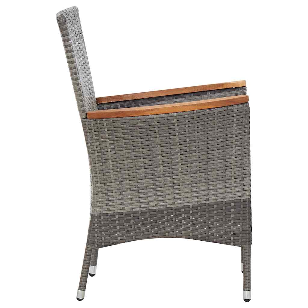 5 részes szürke polyrattan kerti étkezőgarnitúra párnákkal 7