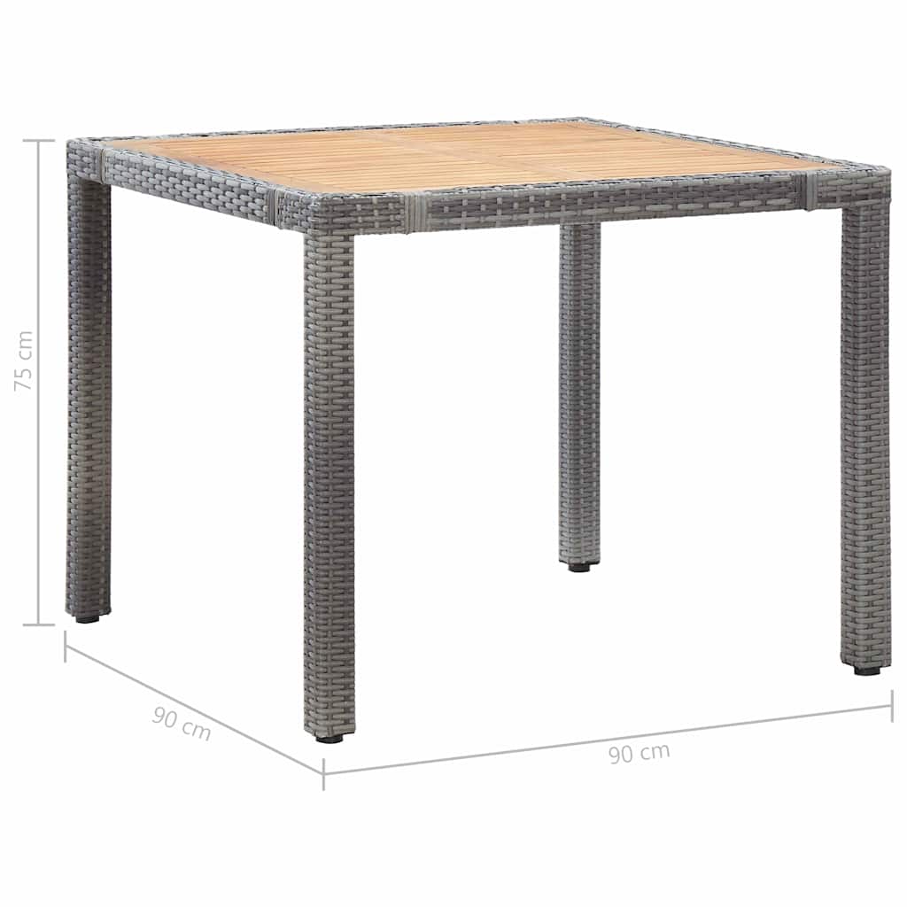 5 részes szürke polyrattan kerti étkezőgarnitúra párnákkal 10