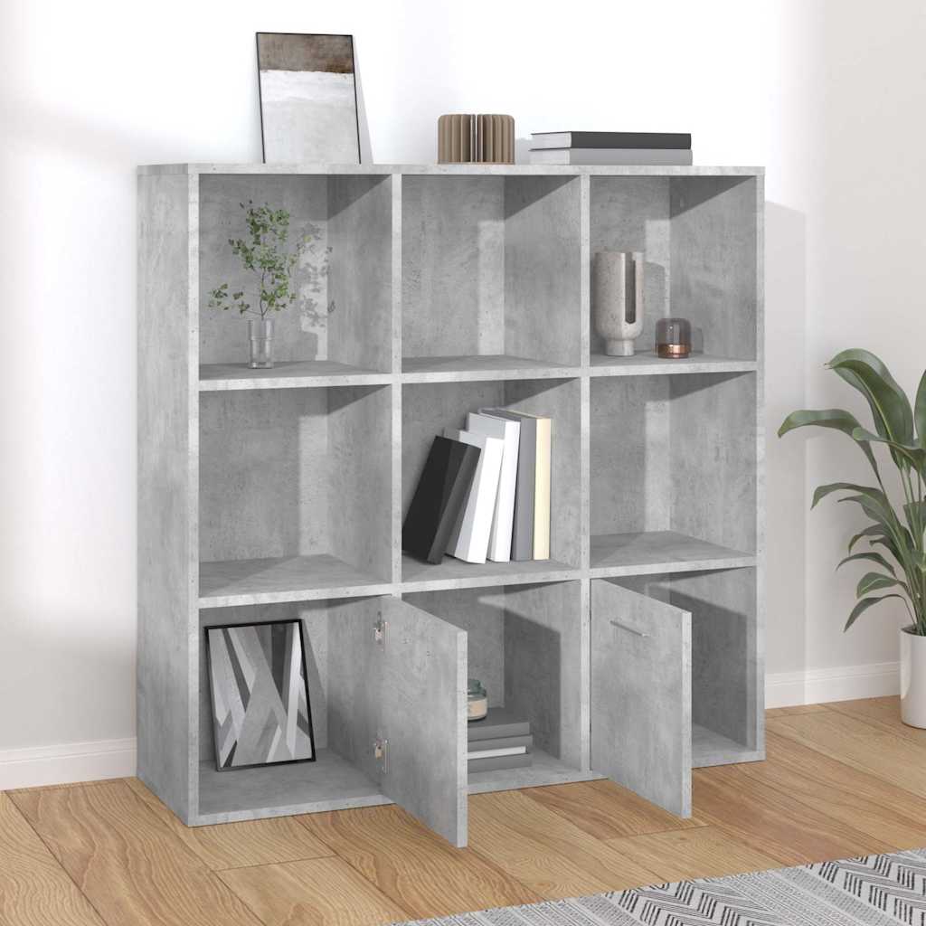 Betonszürke szerelt fa könyvszekrény 98 x 30 x 98 cm 3