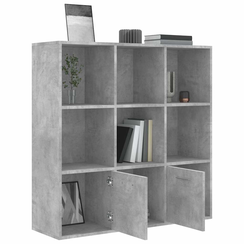 Betonszürke szerelt fa könyvszekrény 98 x 30 x 98 cm 5