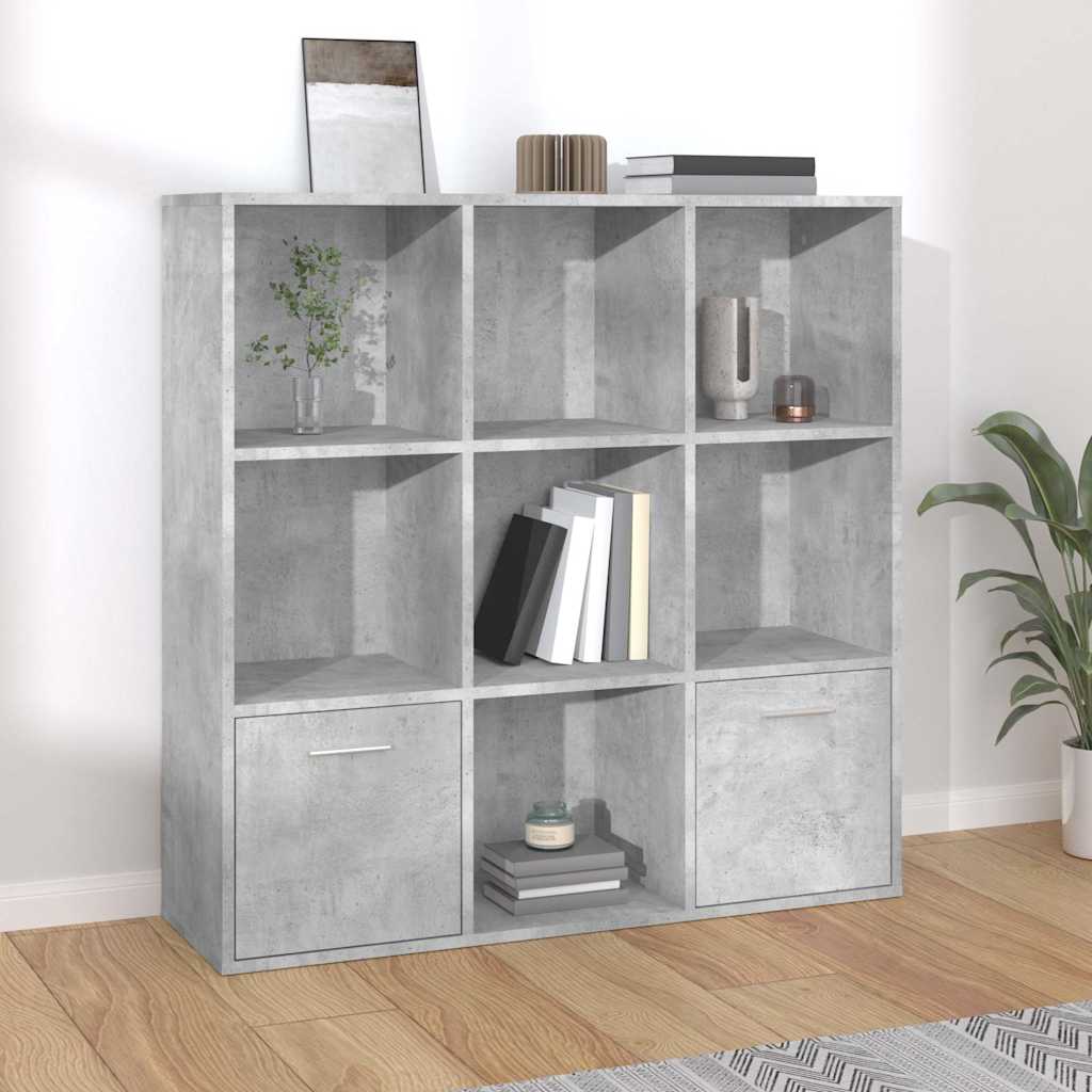 Betonszürke szerelt fa könyvszekrény 98 x 30 x 98 cm