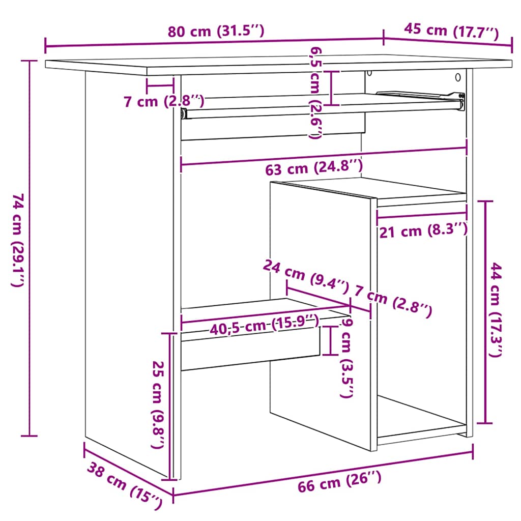 Betonszürke szerelt fa íróasztal 80 x 45 x 74 cm 10