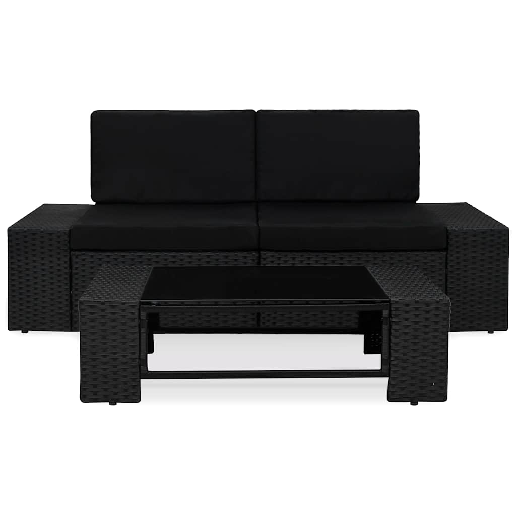 3 részes fekete polyrattan kerti ülőgarnitúra 2