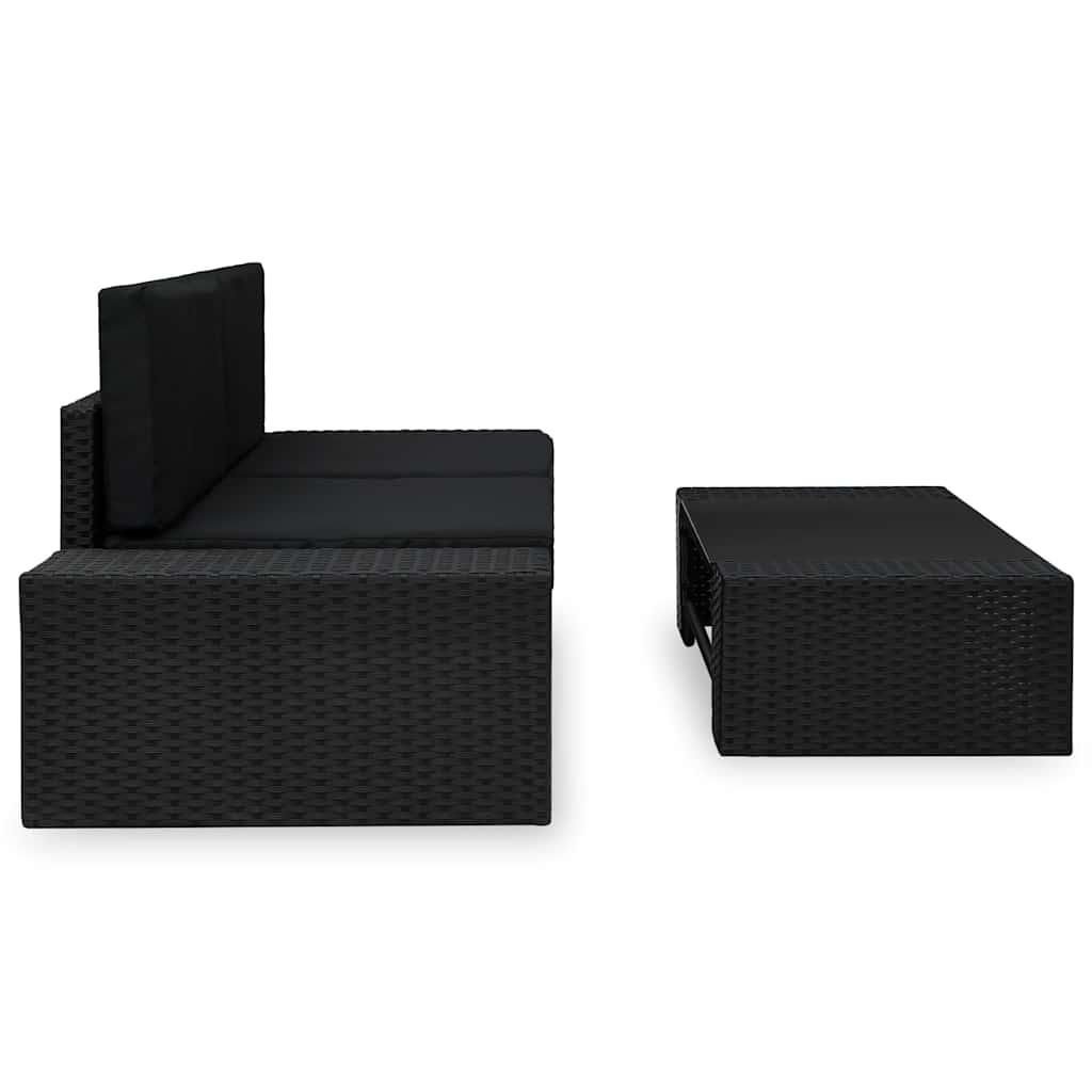 3 részes fekete polyrattan kerti ülőgarnitúra 3