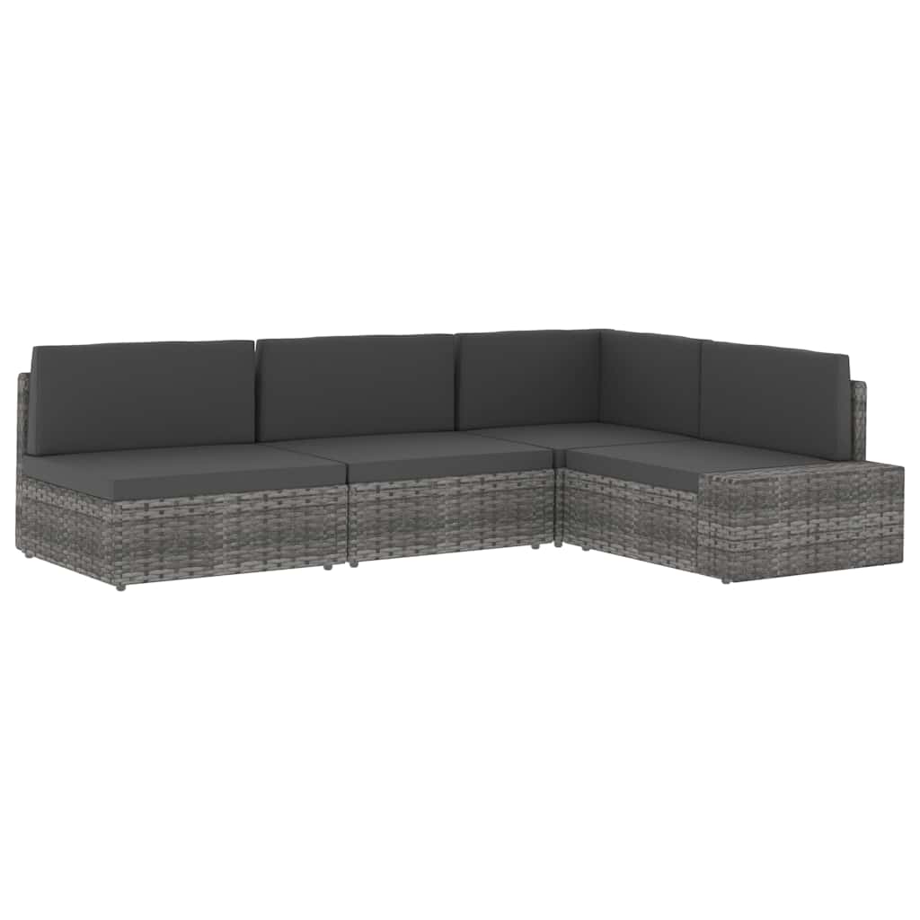 Szürke polyrattan középső kanapéelem 11