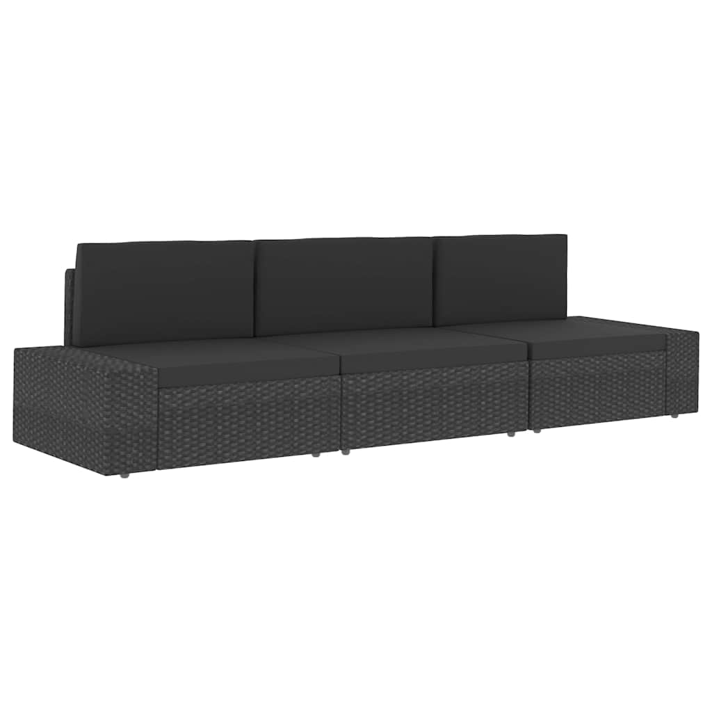 Szürke polyrattan középső kanapéelem 12