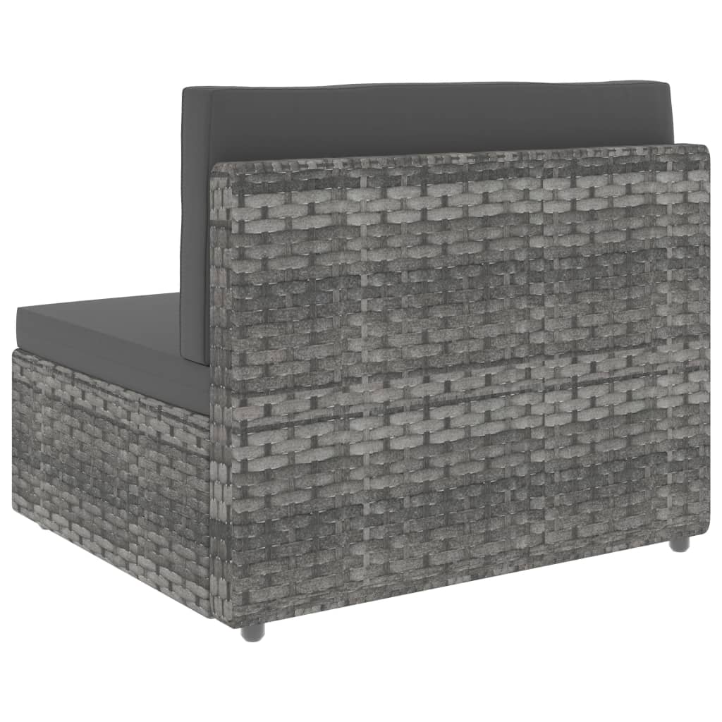 Szürke polyrattan középső kanapéelem 4