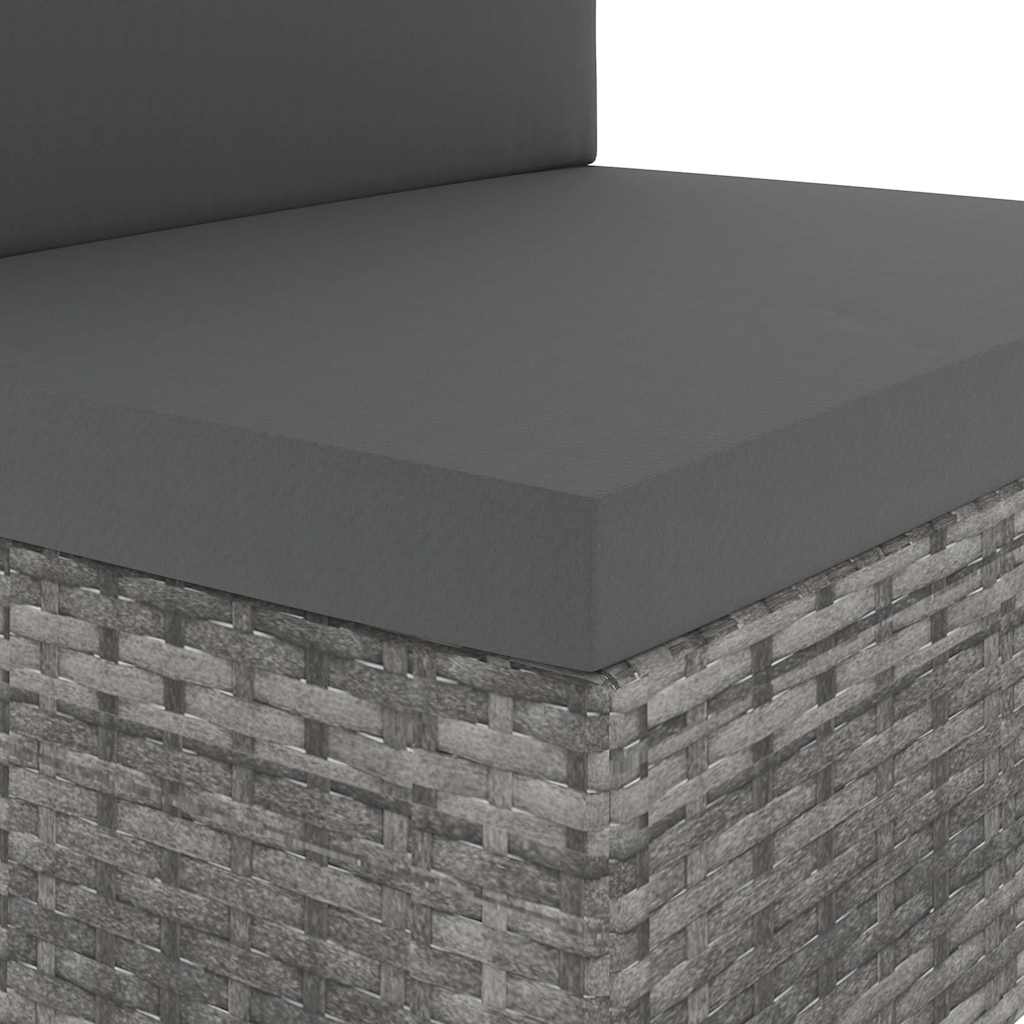 Szürke polyrattan középső kanapéelem 5