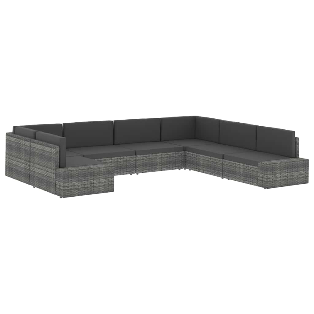 Szürke polyrattan középső kanapéelem 9
