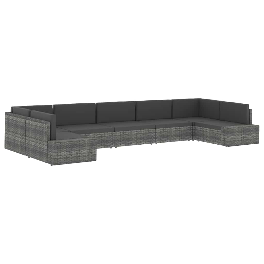 Szürke polyrattan középső kanapéelem 10