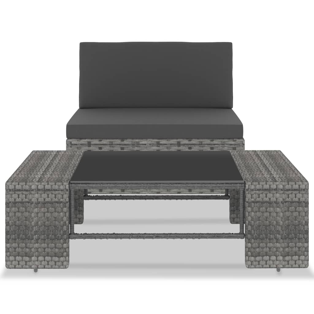 2 részes szürke polyrattan kerti ülőgarnitúra 2