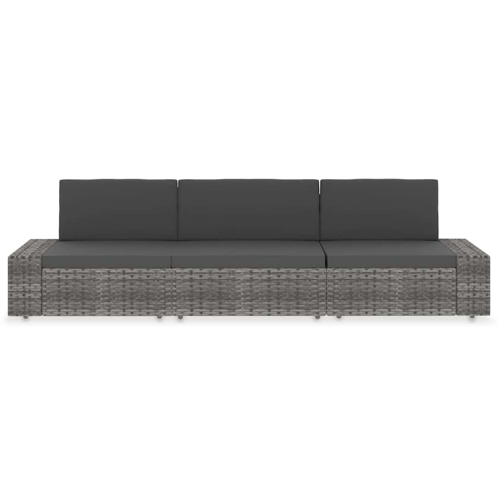 3 személyes szürke elemes polyrattan kanapé 2