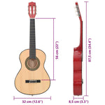 8 darabos klasszikus gitár gyerek kezdőkészlet 1/2 34" 11