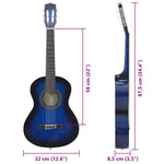 8 darabos kék klasszikus gitárszett kezdőknek 1/2 34" 11