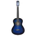 8 darabos kék klasszikus gitárszett kezdőknek 1/2 34" 3