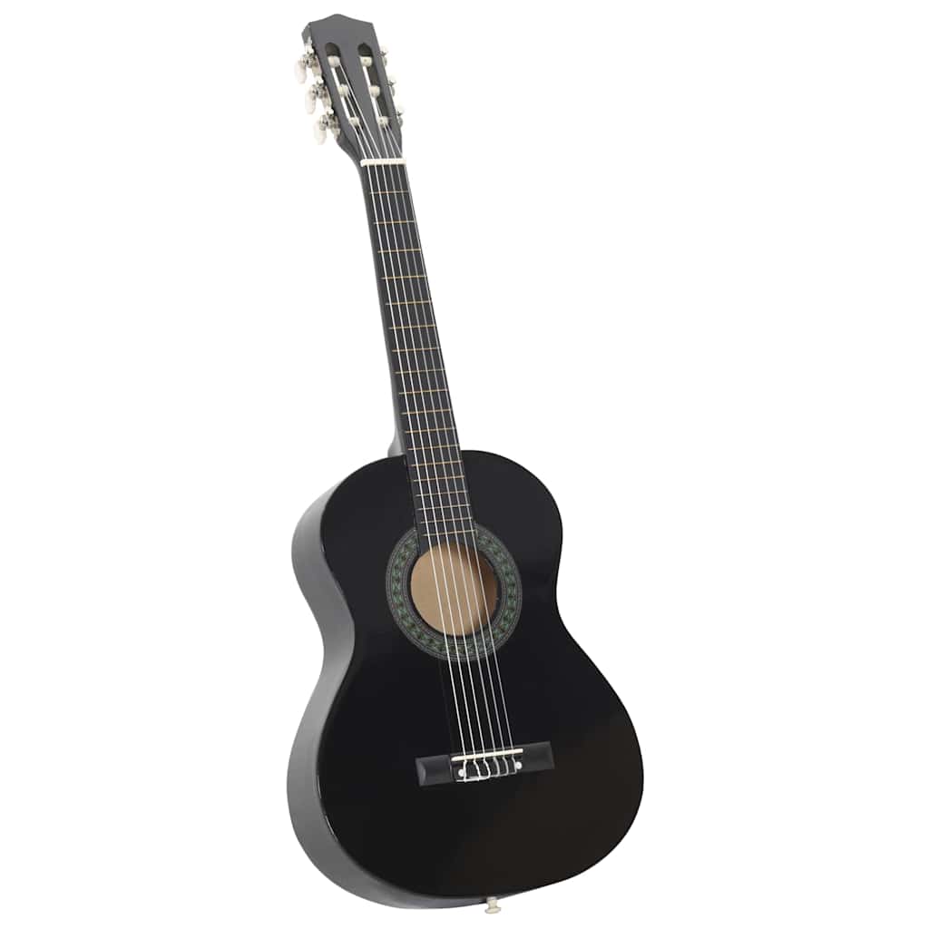 8 darabos fekete klasszikus gitár kezdőkészlet 1/2 34" 2