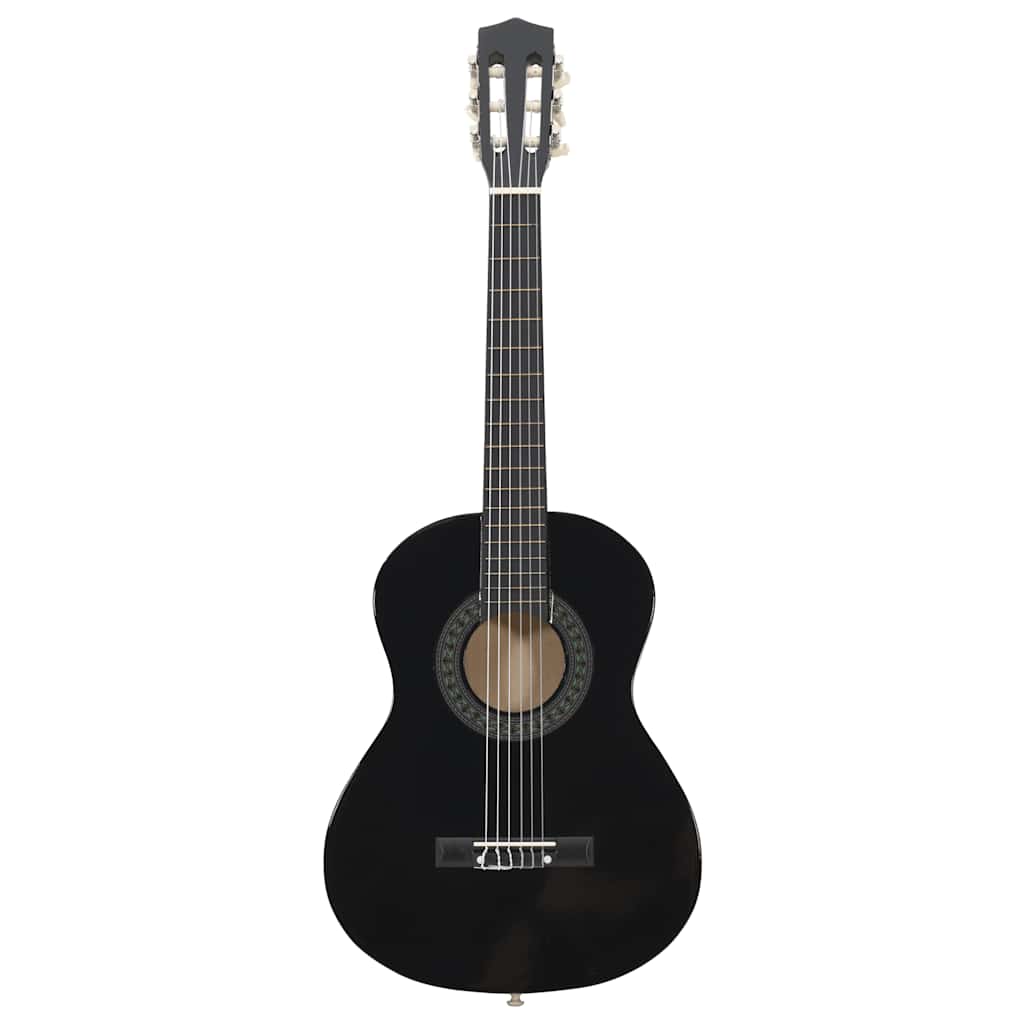 8 darabos fekete klasszikus gitár kezdőkészlet 1/2 34" 3