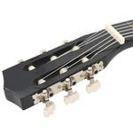 8 darabos fekete klasszikus gitár kezdőkészlet 1/2 34" 9