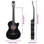 12 részes fekete 6 húros klasszikus western gitár szett 38" 12