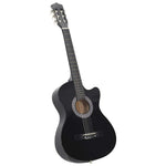 12 részes fekete 6 húros klasszikus western gitár szett 38" 3