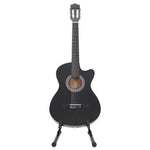 12 részes fekete 6 húros klasszikus western gitár szett 38" 5
