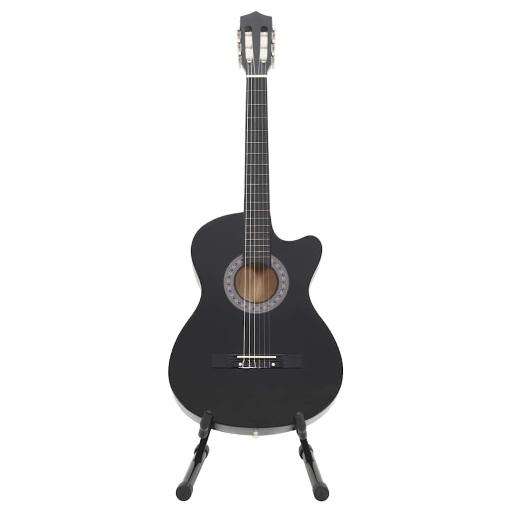 12 részes fekete 6 húros klasszikus western gitár szett 38" 5