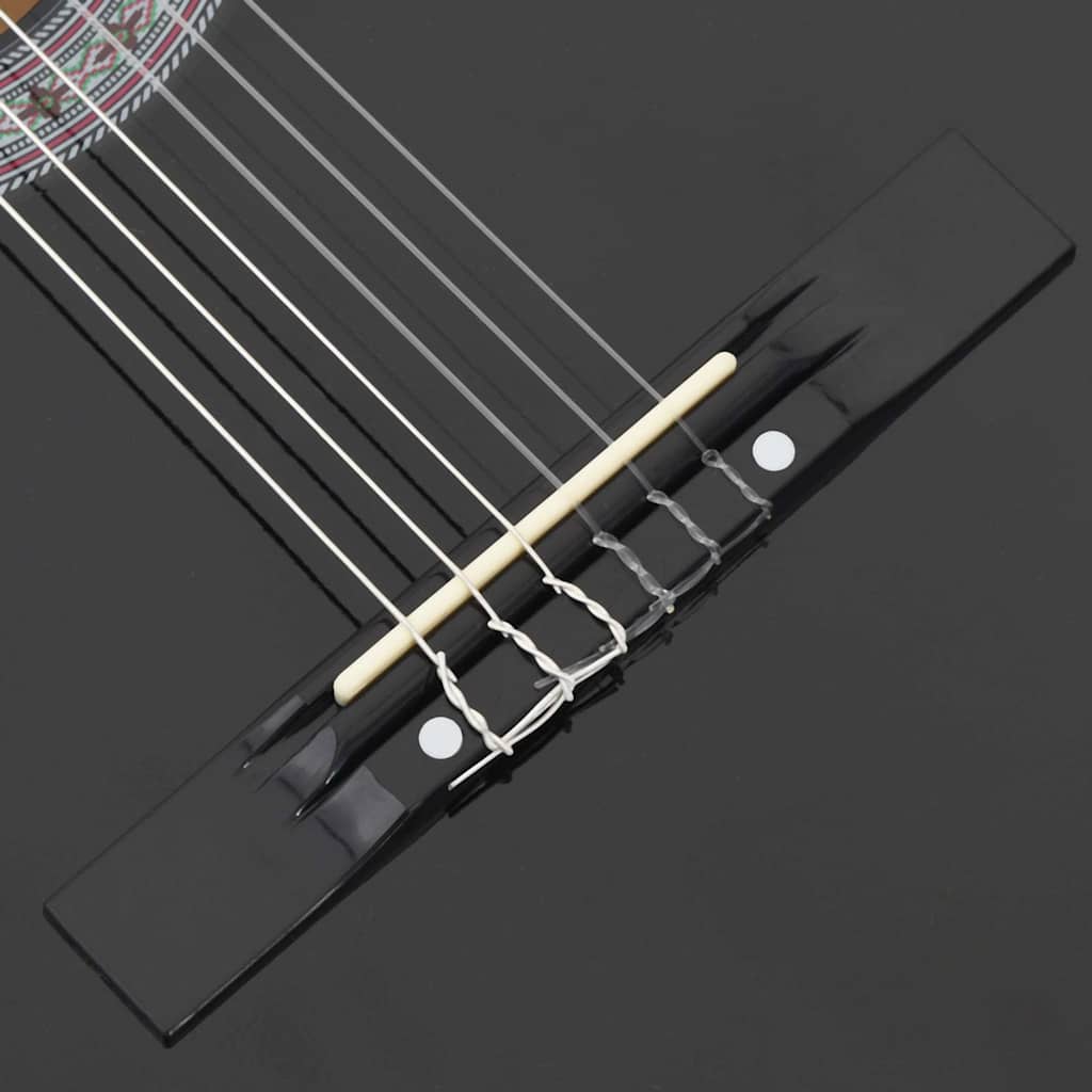 12 részes fekete 6 húros klasszikus western gitár szett 38" 9