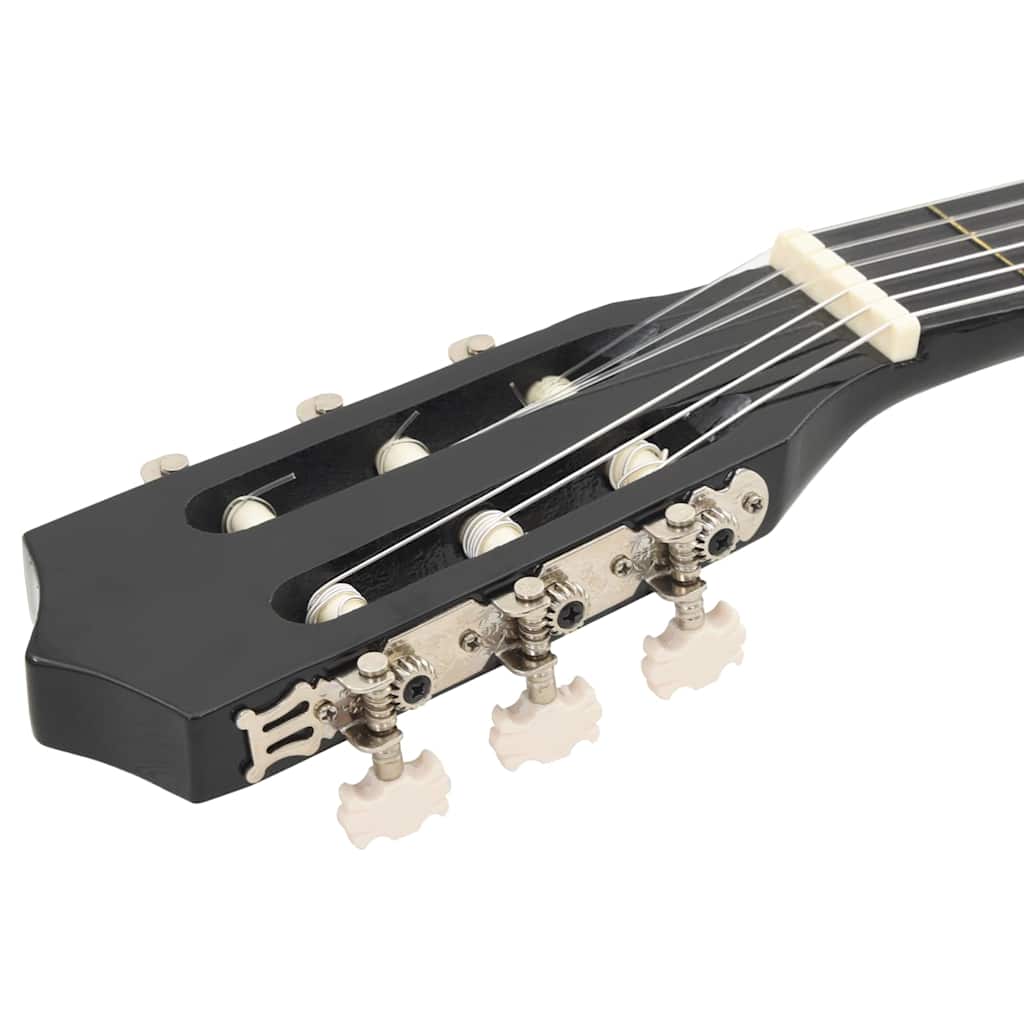 12 részes fekete 6 húros klasszikus western gitár szett 38" 10