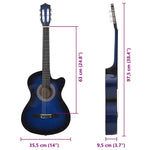 12 részes kék 6 húros klasszikus Western gitár szett 38" 12