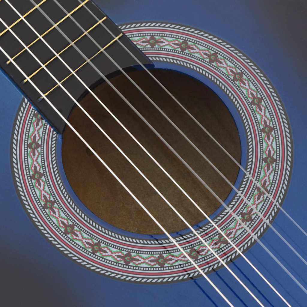12 részes kék 6 húros klasszikus Western gitár szett 38" 8
